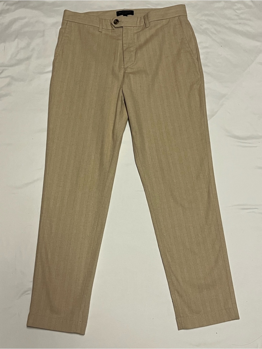 Banana Republic Slim Tapered Fit Khaki Herringbone Dress Pants Mens 31x32 Preppy - Picture 2 of 10